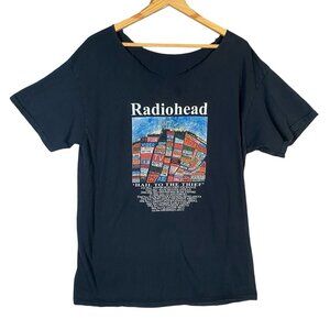 Vintage Radiohead Hail To the Thief UK Tour T-Shirt Cut Neck Original Era Size M